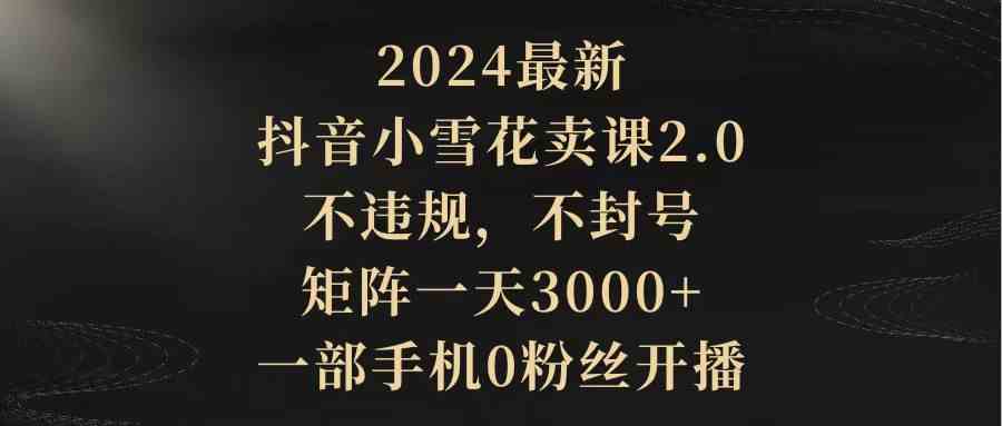 （9639期）2024最新抖音小雪花卖课2.0 不违规 不封号 矩阵一天3000+一部手机0粉丝开播-黑鲨创业网