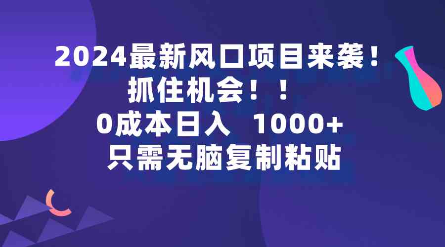 （9899期）2024最新风口项目来袭，抓住机会，0成本一部手机日入1000+，只需无脑复…-黑鲨创业网