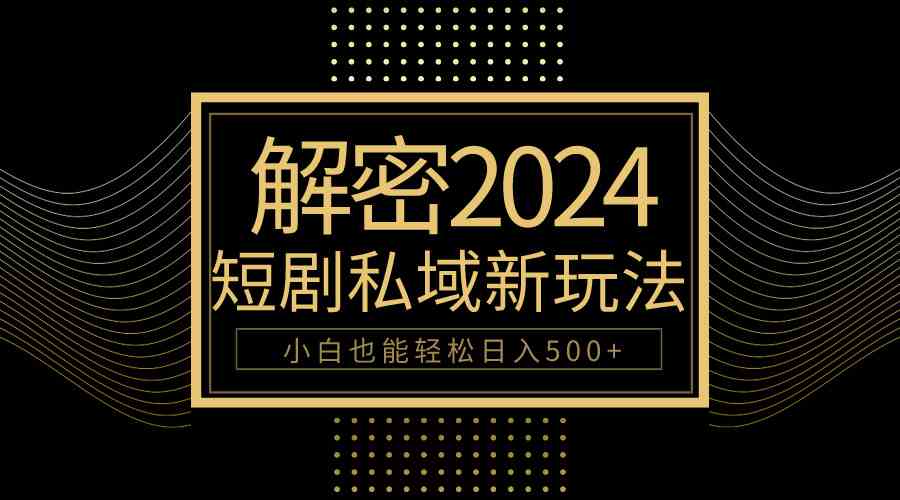 （9951期）10分钟教会你2024玩转短剧私域变现，小白也能轻松日入500+-黑鲨创业网