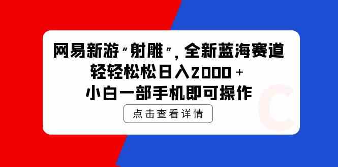 （9936期）网易新游 射雕 全新蓝海赛道，轻松日入2000＋小白一部手机即可操作-黑鲨创业网