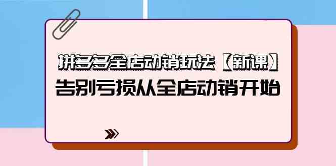 （9974期）拼多多全店动销玩法【新课】，告别亏损从全店动销开始（4节视频课）-黑鲨创业网