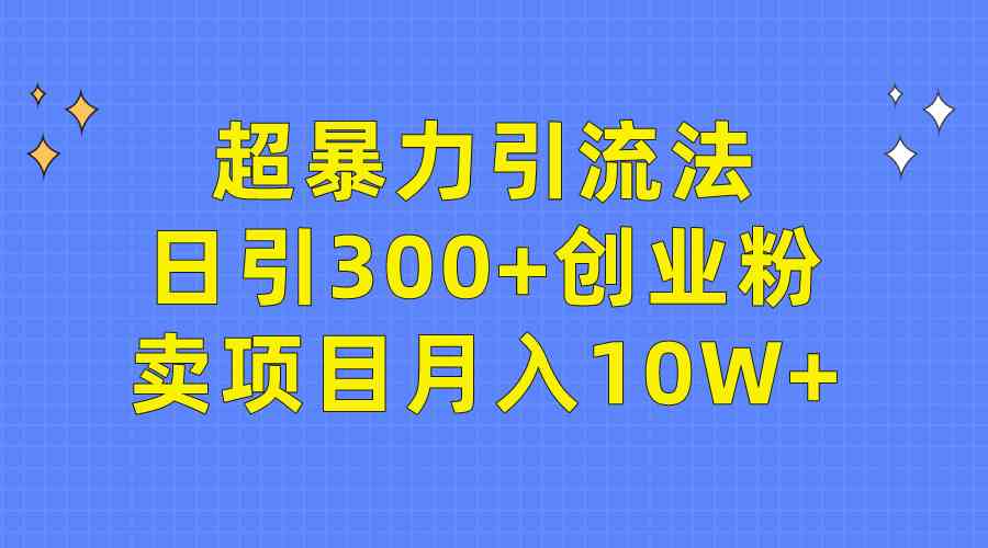 （9954期）超暴力引流法，日引300+创业粉，卖项目月入10W+-黑鲨创业网