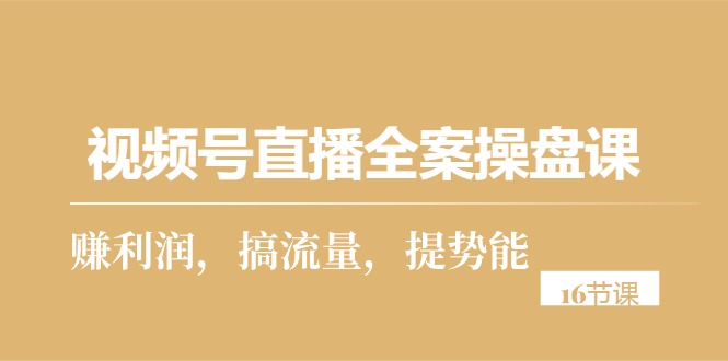 （10207期）视频号直播全案操盘课，赚利润，搞流量，提势能（16节课）-黑鲨创业网