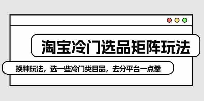 （10159期）淘宝冷门选品矩阵玩法：换种玩法，选一些冷门类目品，去分平台一点羹-黑鲨创业网