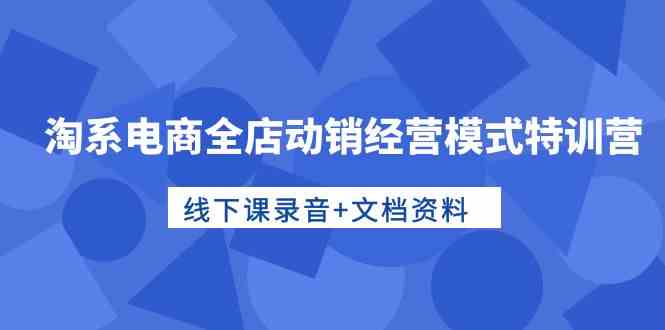 （10192期）淘系电商全店动销经营模式特训营，线下课录音+文档资料-黑鲨创业网