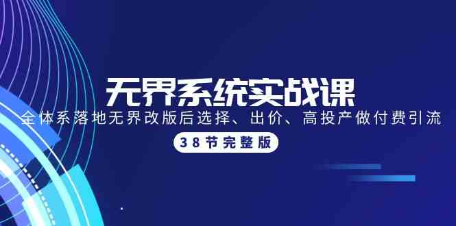 （9992期）无界系统实战课：全体系落地无界改版后选择、出价、高投产做付费引流-38节-黑鲨创业网