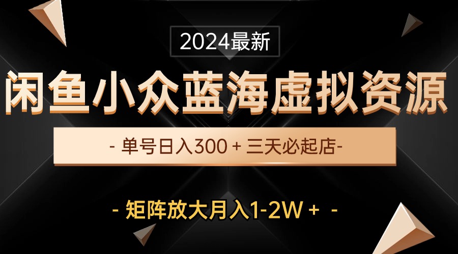 （10336期）最新闲鱼小众蓝海虚拟资源，单号日入300＋，三天必起店，矩阵放大月入1-2W-黑鲨创业网