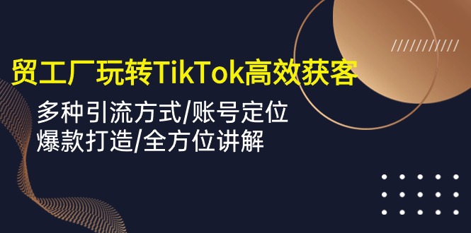 （10302期）外贸工厂玩转TikTok高效获客，多种引流方式/账号定位/爆款打造/全方位讲解-黑鲨创业网