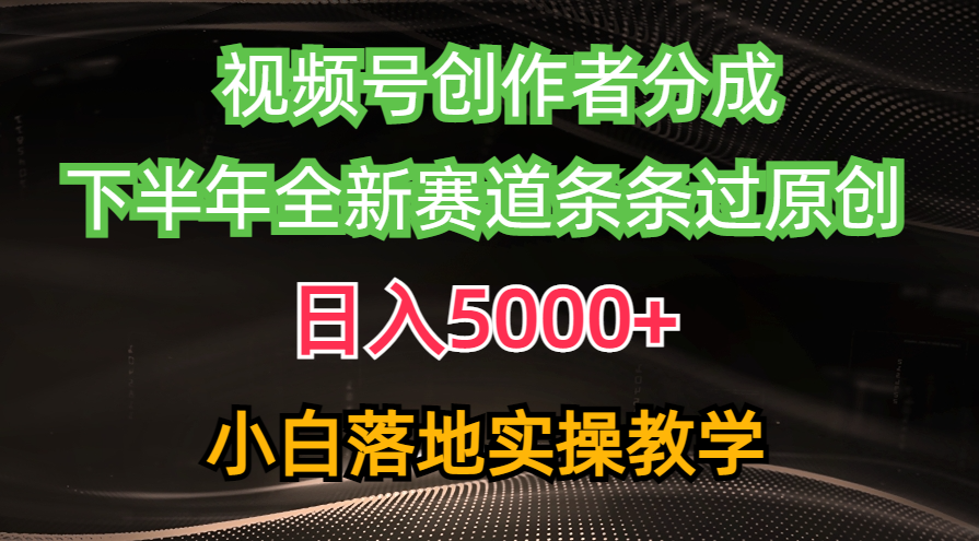 （10294期）视频号创作者分成最新玩法，日入5000+  下半年全新赛道条条过原创，小…-黑鲨创业网