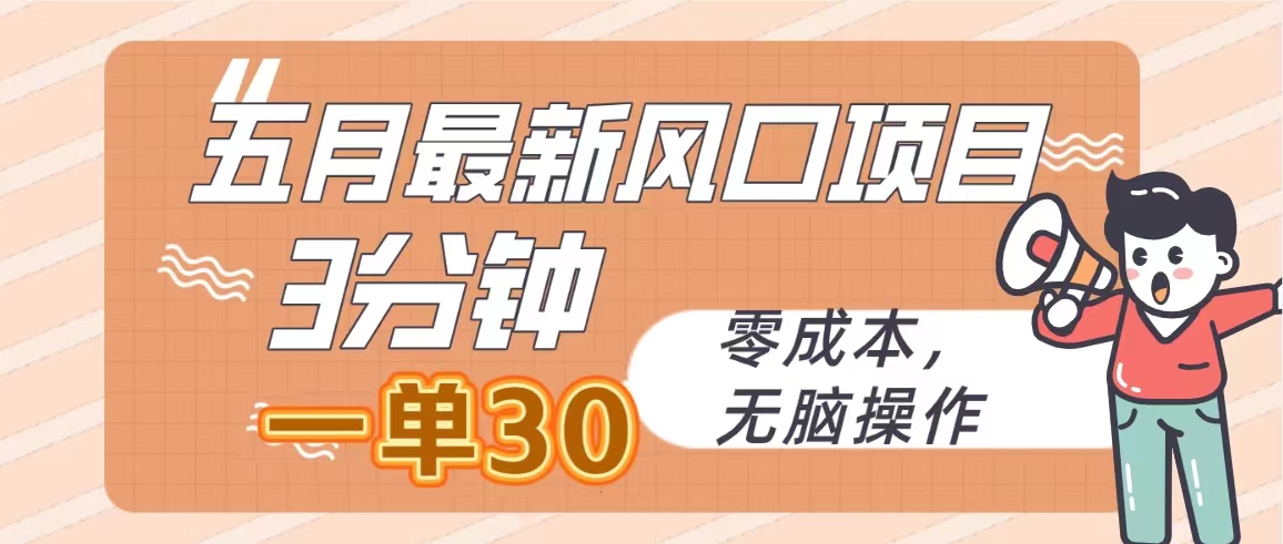 （10256期）五月最新风口项目，3分钟一单30，零成本，无脑操作-黑鲨创业网