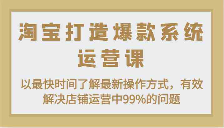 淘宝打造爆款系统运营课：以最快时间了解最新操作方式，有效解决店铺运营中99%的问题-黑鲨创业网