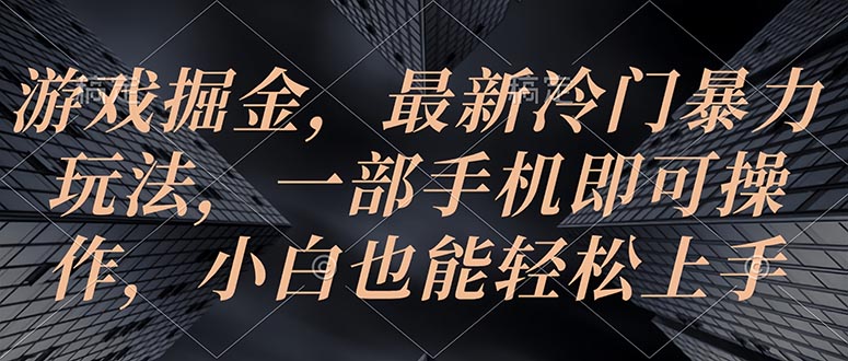 （10689期）游戏掘金，最新冷门暴力玩法，一部手机即可操作，小白也能轻松上手-黑鲨创业网