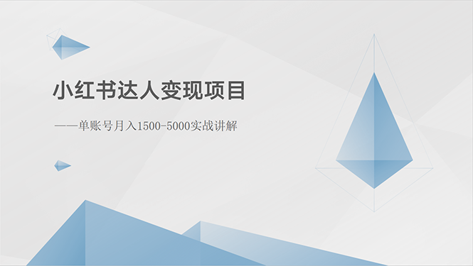 （10720期）小红书达人变现项目：单账号月入1500-3000实战讲解-黑鲨创业网