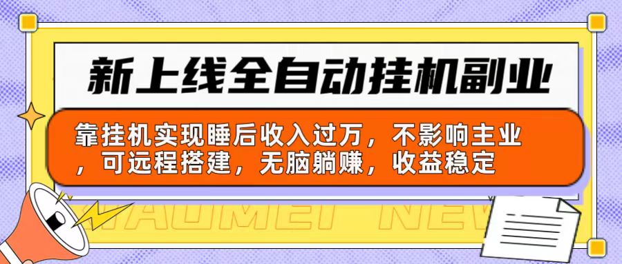 （10588期）新上线全自动挂机副业：靠挂机实现睡后收入过万，不影响主业可远程搭建…-黑鲨创业网