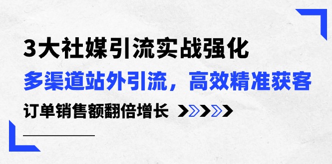 （10563期）3大社媒引流实操强化，多渠道站外引流/高效精准获客/订单销售额翻倍增长-黑鲨创业网