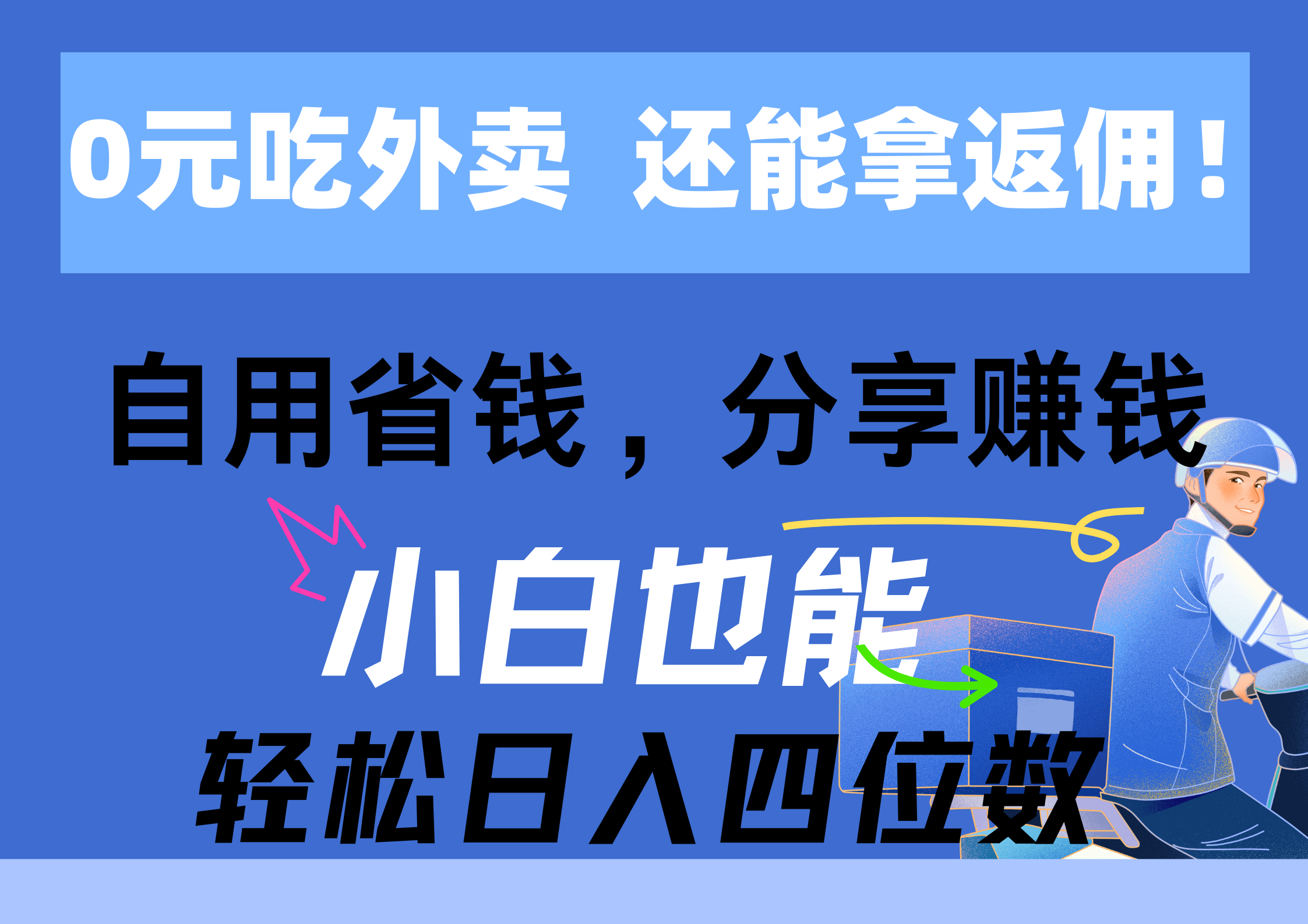 （11037期）0元吃外卖， 还拿高返佣！自用省钱，分享赚钱，小白也能轻松日入四位数-黑鲨创业网