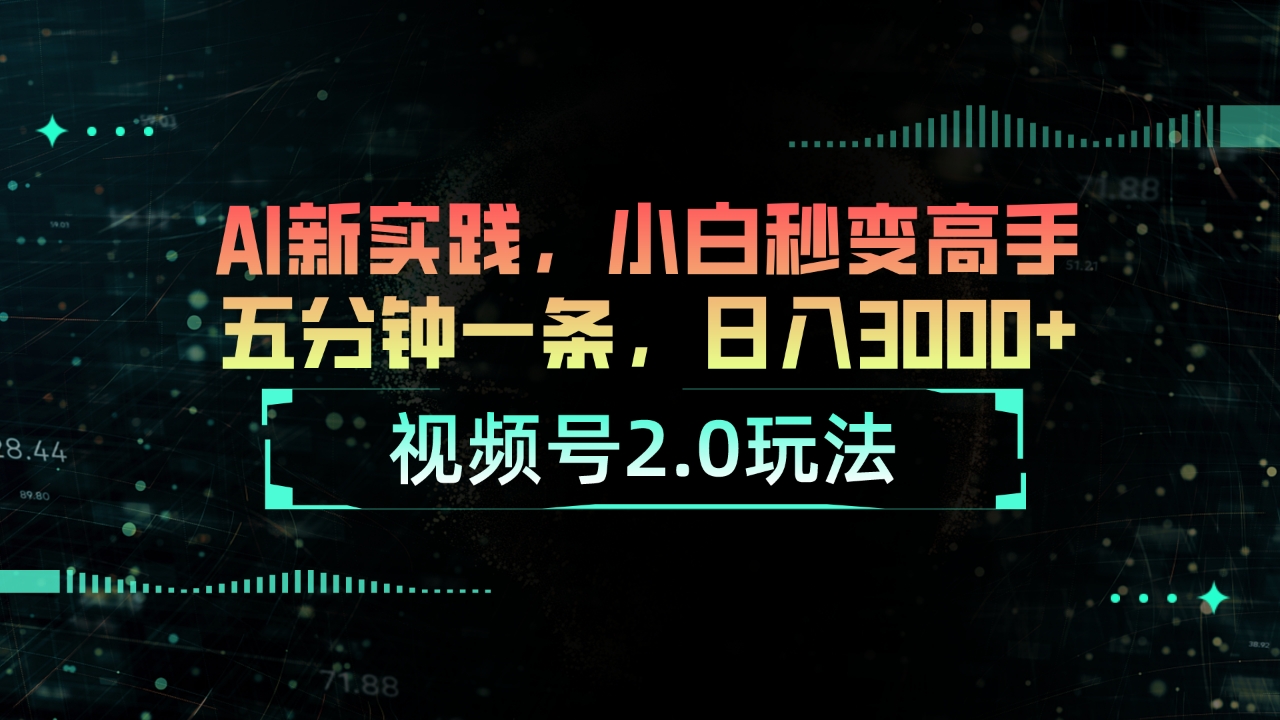 （10888期）视频号2.0玩法 AI新实践，小白秒变高手五分钟一条，日入3000+-黑鲨创业网