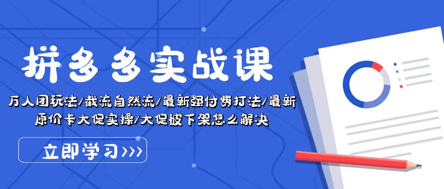 （10865期）拼多多·实战课：万人团玩法/截流自然流/最新强付费打法/最新原价卡大促..-黑鲨创业网