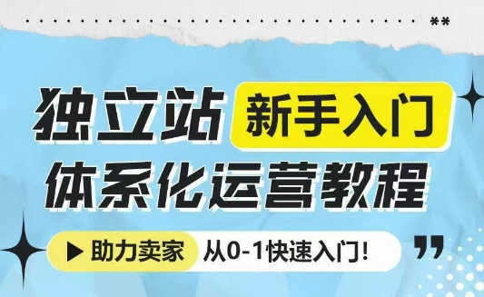 独立站新手入门体系化运营教程，助力独立站卖家从0-1快速入门!-黑鲨创业网