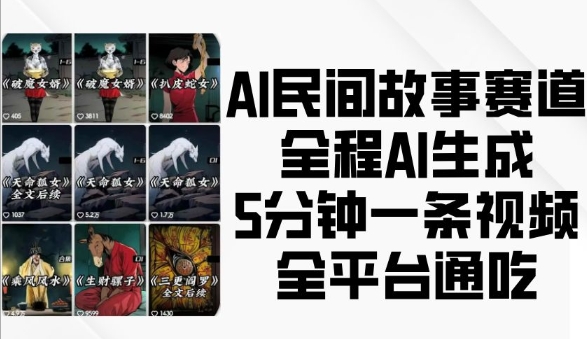 AI民间故事赛道，全程AI生成5分钟一条视频，全平台通吃-黑鲨创业网