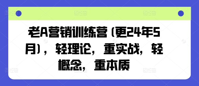 老A营销训练营(更24年10月)，轻理论，重实战，轻概念，重本质-黑鲨创业网