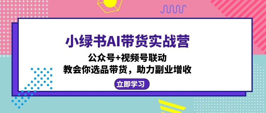 小绿书AI带货实战营：公众号+视频号联动，教会你选品带货，助力副业增收-黑鲨创业网