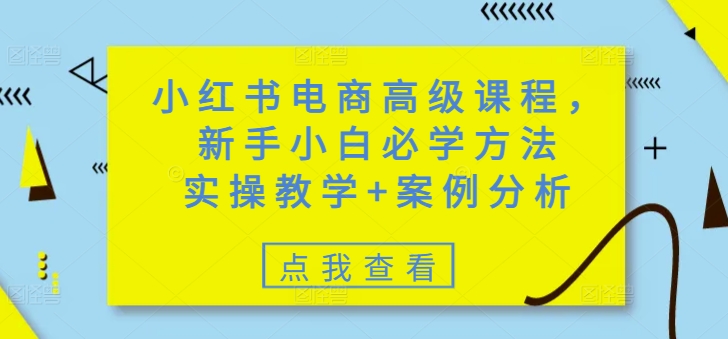 小红书电商高级课程，新手小白必学方法，实操教学+案例分析-黑鲨创业网