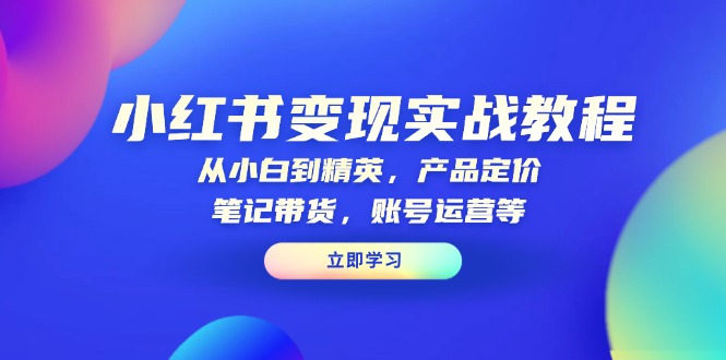 小红书变现实战教程：从小白到精英，产品定价，笔记带货，账号运营等-黑鲨创业网