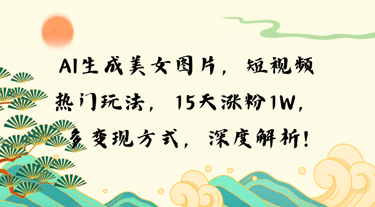 AI生成美女图片，短视频热门玩法，15天涨粉1W，多变现方式，深度解析!-黑鲨创业网