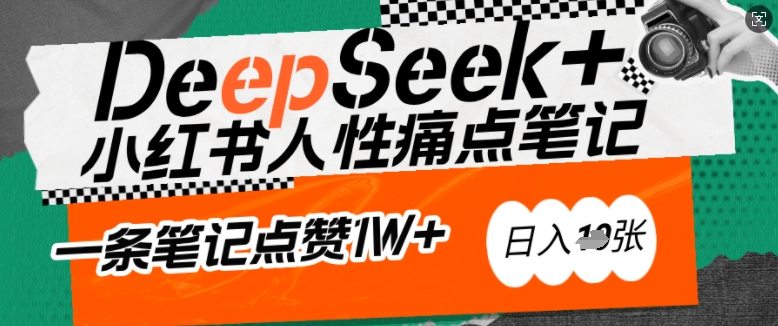 AI赋能小红书爆款秘籍：用DeepSeek轻松抓人性痛点，小白也能写出点赞破万的吸金笔记，日入多张-黑鲨创业网