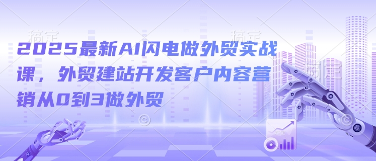 2025最新AI闪电做外贸实战课，外贸建站开发客户内容营销从0到3做外贸-黑鲨创业网