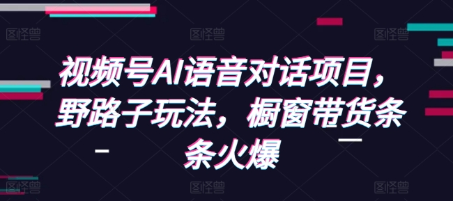 视频号AI语音对话项目，野路子玩法，橱窗带货条条火爆-黑鲨创业网