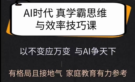 Ai时代真学霸思维与学习方法课，有格局且接地气，家庭教育有力参考-黑鲨创业网