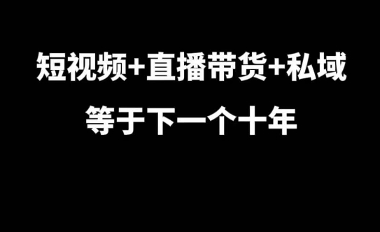 短视频+直播带货+私域等于下一个十年，大佬7年实战经验总结-黑鲨创业网