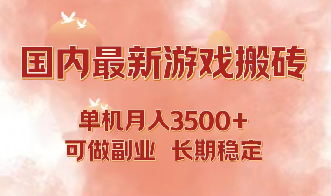 国内最新游戏打金搬砖，单机月入3500+可做副业 长期稳定-黑鲨创业网