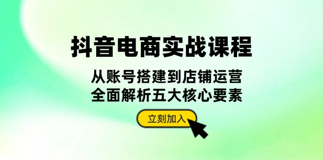 抖音 电商实战课程：从账号搭建到店铺运营，全面解析五大核心要素-黑鲨创业网