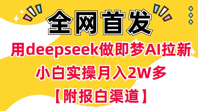 用deepseek做即梦Ai拉新 小白实操月入过W+【附报白渠道】-黑鲨创业网