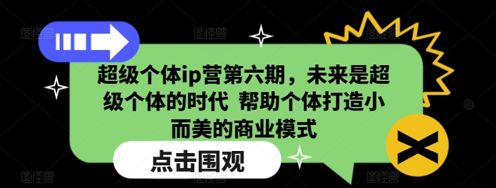 超级个体ip营第六期，未来是超级个体的时代  帮助个体打造小而美的商业模式-黑鲨创业网