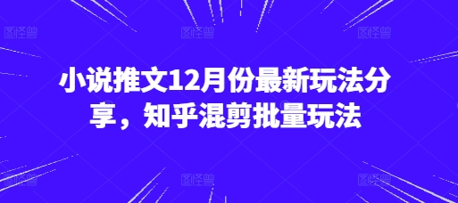 小说推文12月份最新玩法分享，知乎混剪批量玩法-黑鲨创业网