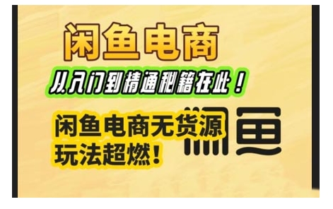 闲鱼电商实战课，从入门到精通秘籍在此，闲鱼电商无货源玩法超燃!-黑鲨创业网