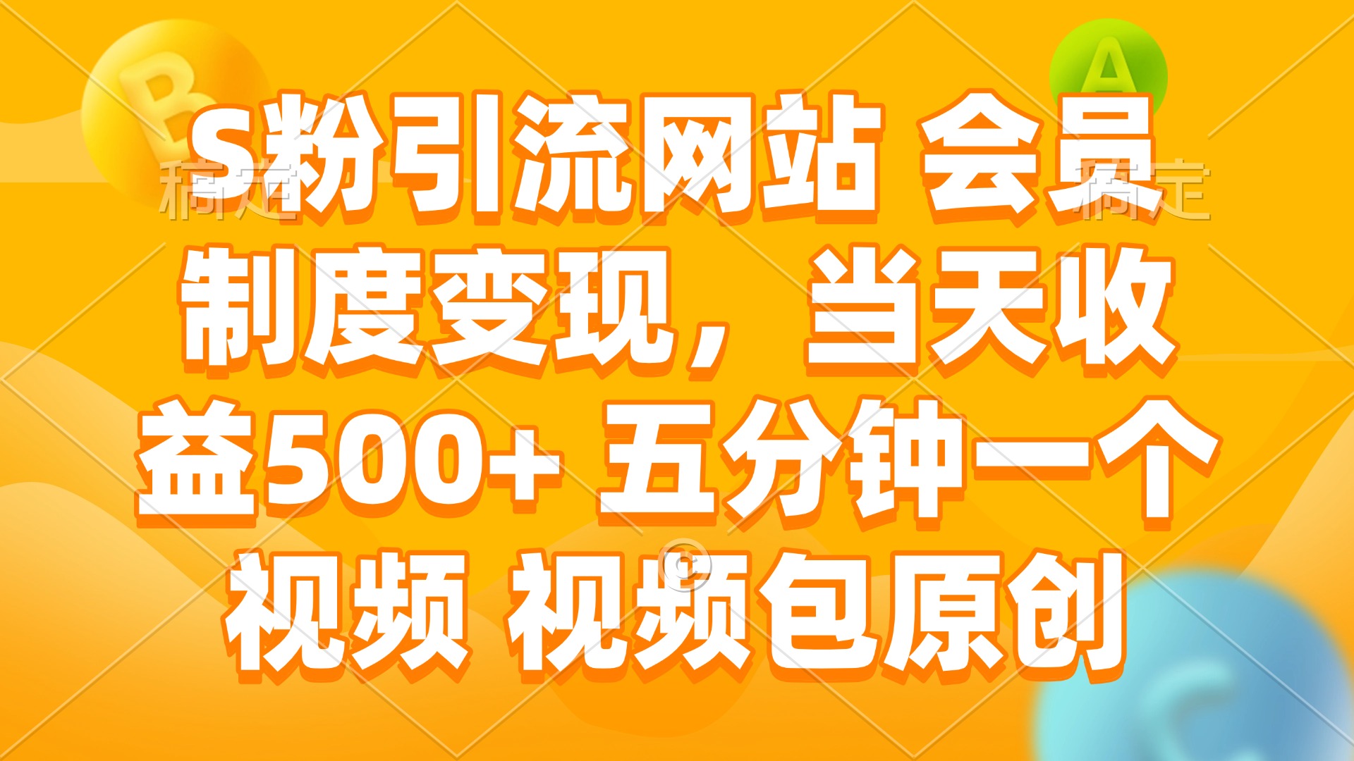 S粉引流网站 会员制度变现，当天收益500+ 五分钟一个视频 视频包原创-黑鲨创业网