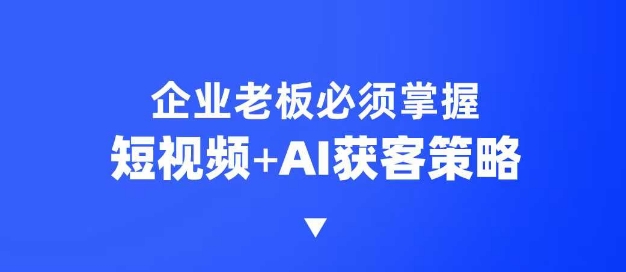 企业短视频AI获客霸屏流量课，6步短视频+AI突围法，3大霸屏抢客策略-黑鲨创业网