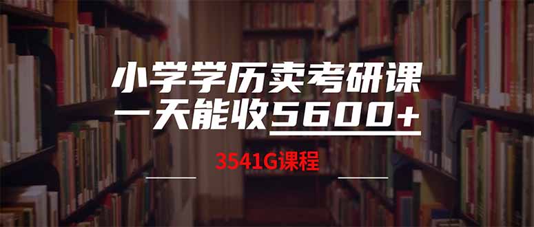 小学学历卖考研课程，一天收5600(附3580G考研合集-黑鲨创业网