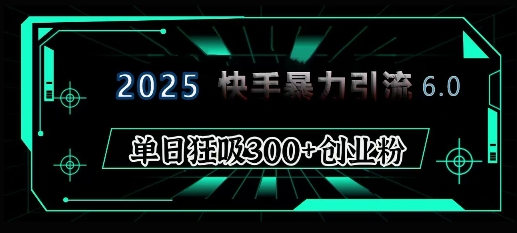 2025年快手6.0保姆级教程震撼来袭，单日狂吸300+精准创业粉-黑鲨创业网