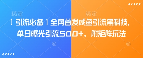 【引流必备】全网首发咸鱼引流黑科技，单日曝光引流500+，附矩阵玩法【揭秘】-黑鲨创业网