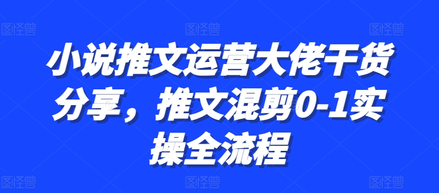 小说推文运营大佬干货分享，推文混剪0-1实操全流程-黑鲨创业网