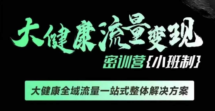 千万级大健康变现课线下课，大健康全域流量一站式整体解决方案-黑鲨创业网