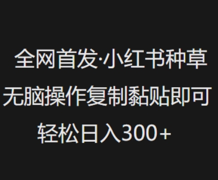 全网首发，小红书种草无脑操作，复制黏贴即可，轻松日入3张-黑鲨创业网