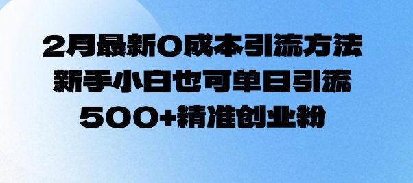 2月最新0成本引流方法，新手小白也可单日引流500+精准创业粉-黑鲨创业网