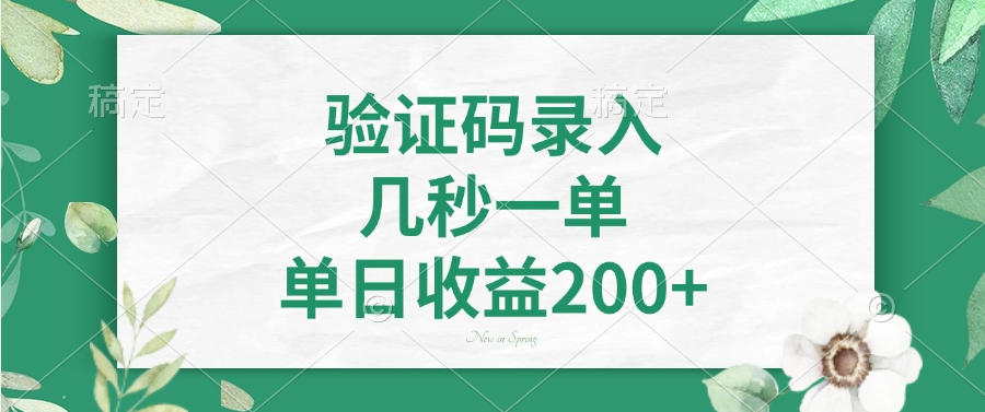 验证码录入，几秒一单，单日收益200+-黑鲨创业网